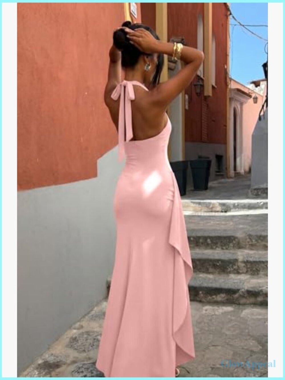 Deep V-Neck Halter High Split Backless Maxi Dress S-XL - Picture 7 of 7
